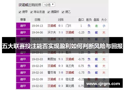五大联赛投注能否实现盈利如何判断风险与回报